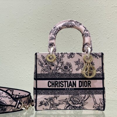 Lady D-Lite Bag with Jardin Botanique Embroidery