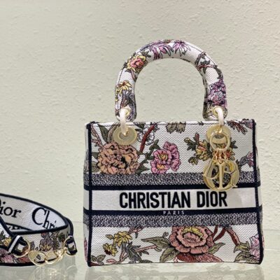 Lady D-Lite Bag with Jardin Botanique Embroidery