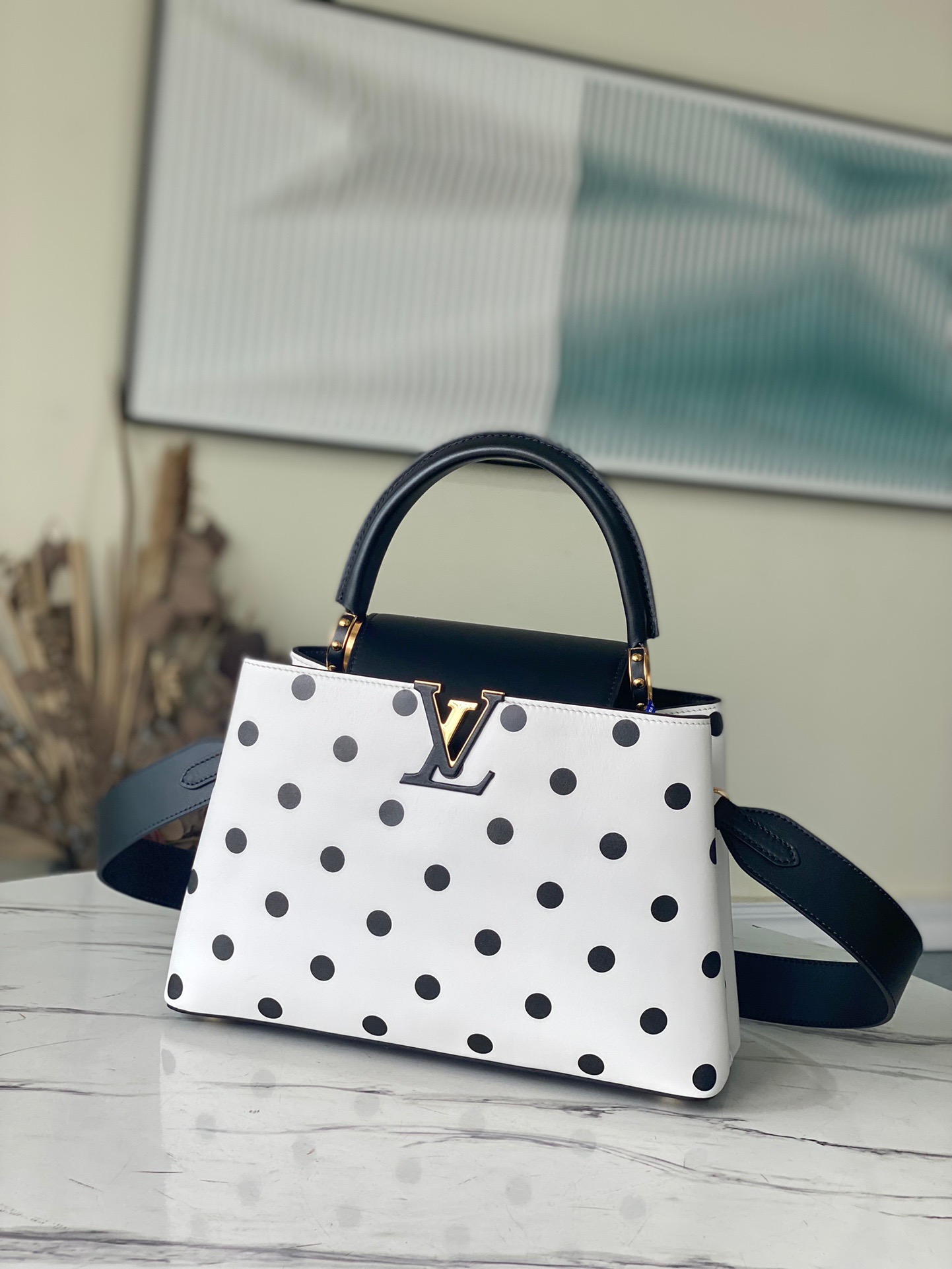 fb638e_a0cb817c33624107944512d8570b3908mv2.jpg Vuitton Capucines BB Medium Handbag in Polka Dot - Image 1