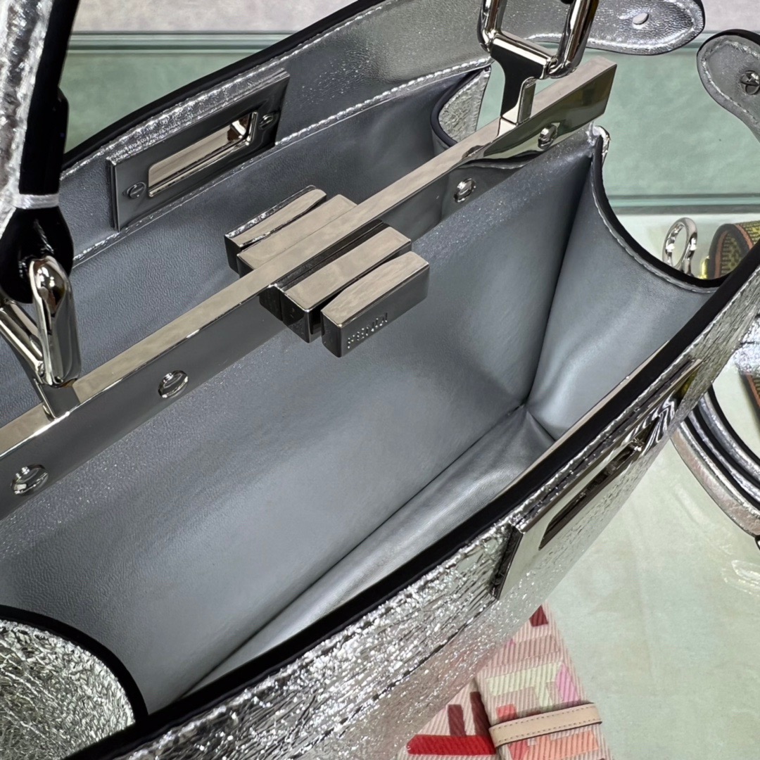 Fendi Peekaboo ISeeU Small Bag in Silver-tone - Image 6