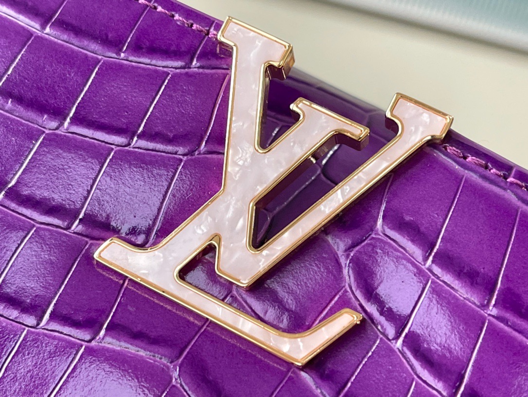 Louis Vuitton Capucines Mini Handbag in Purple Crocodile - Image 6