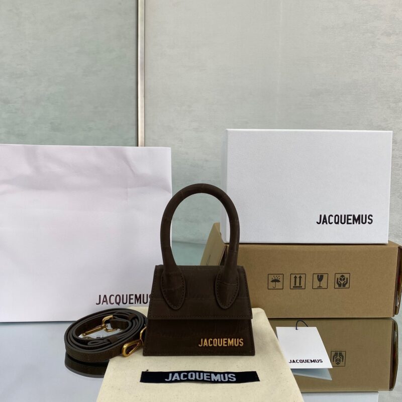Jacquemus Le Chiquito Mini 12 Crocodile Frosted Brown