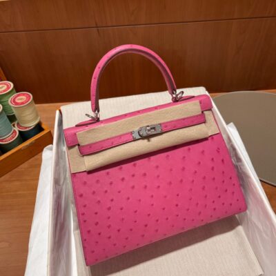 Kelly 25 Ostrich Candy Pink