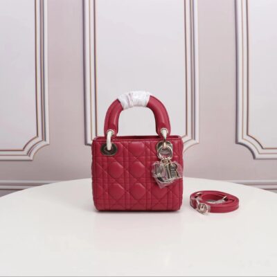 Mini Lady Dior Bag in Strawberry Red