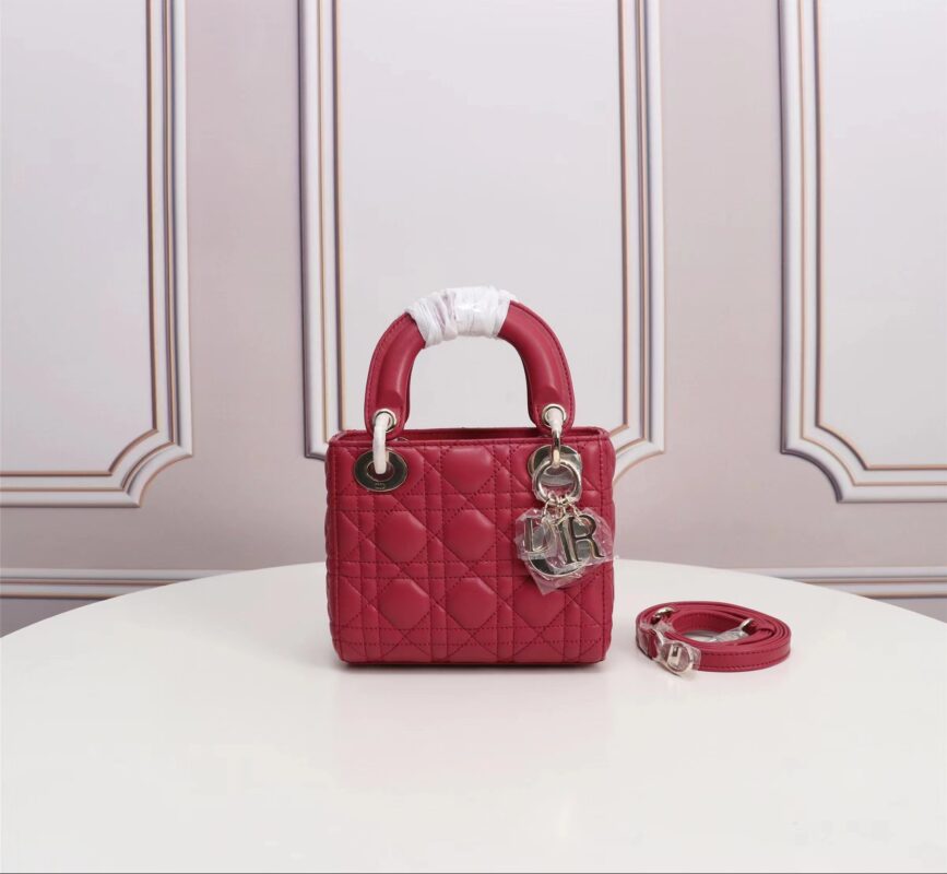 Mini Lady Dior Bag in Strawberry Red