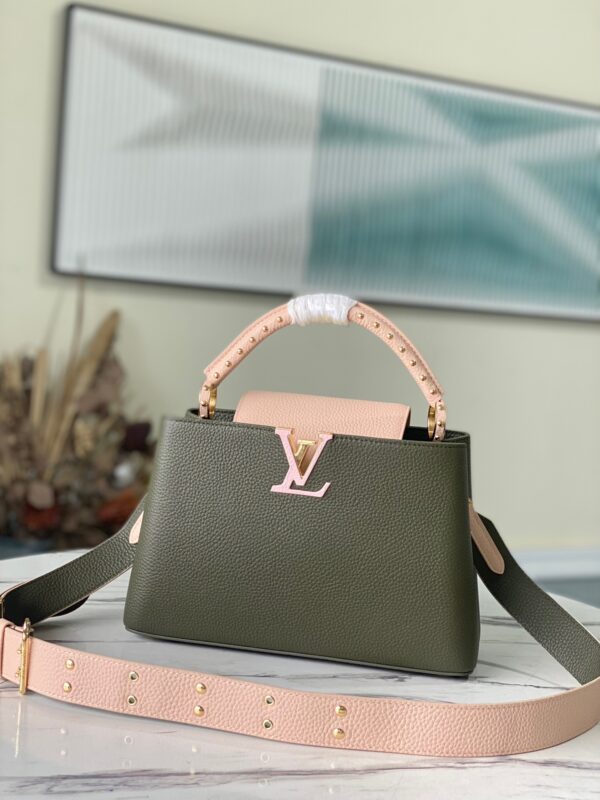 Louis Vuitton Capucines BB Medium Handbag in Army Green&Pink