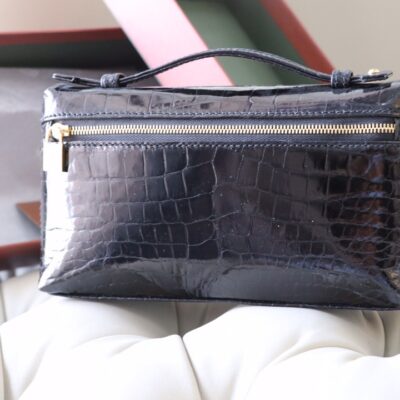 Loro Piana Dark Purple L19 Pouch in Crocodile