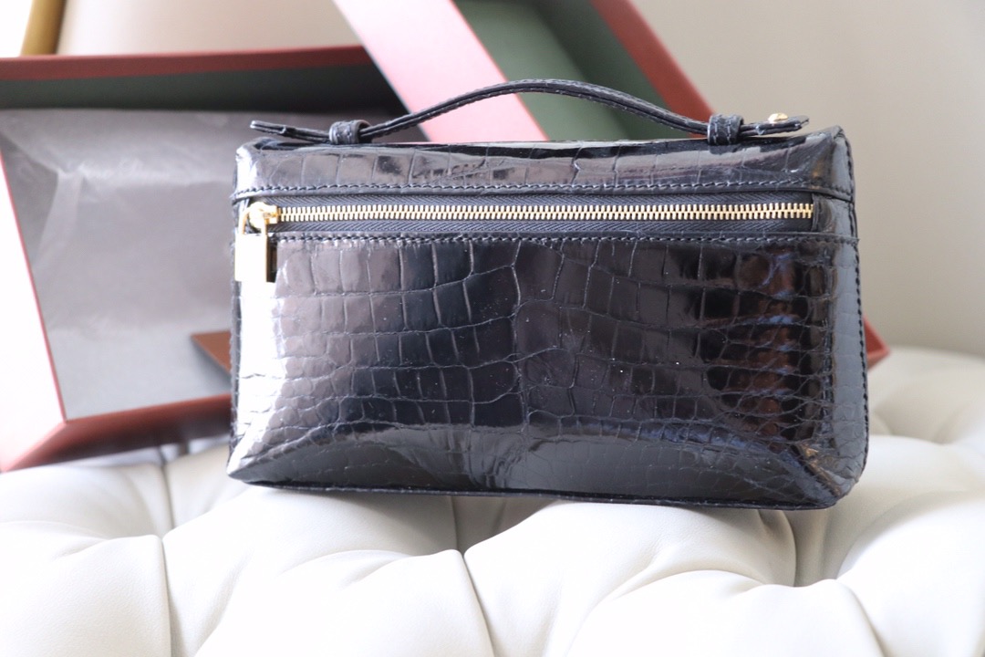 Loro Piana Dark Purple L19 Pouch in Crocodile