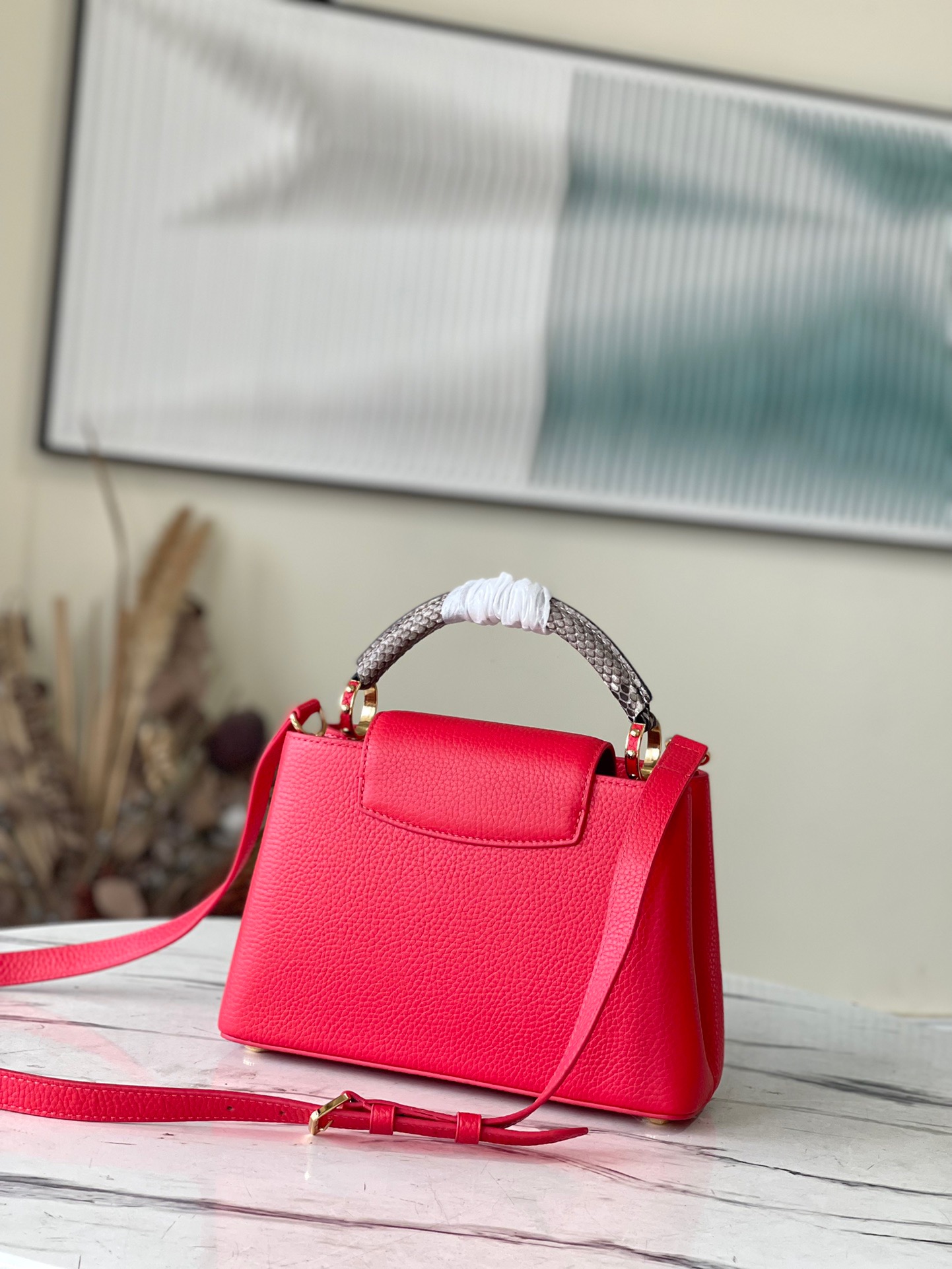 Louis Vuitton Capucines Mini Handbag in Red - Image 3