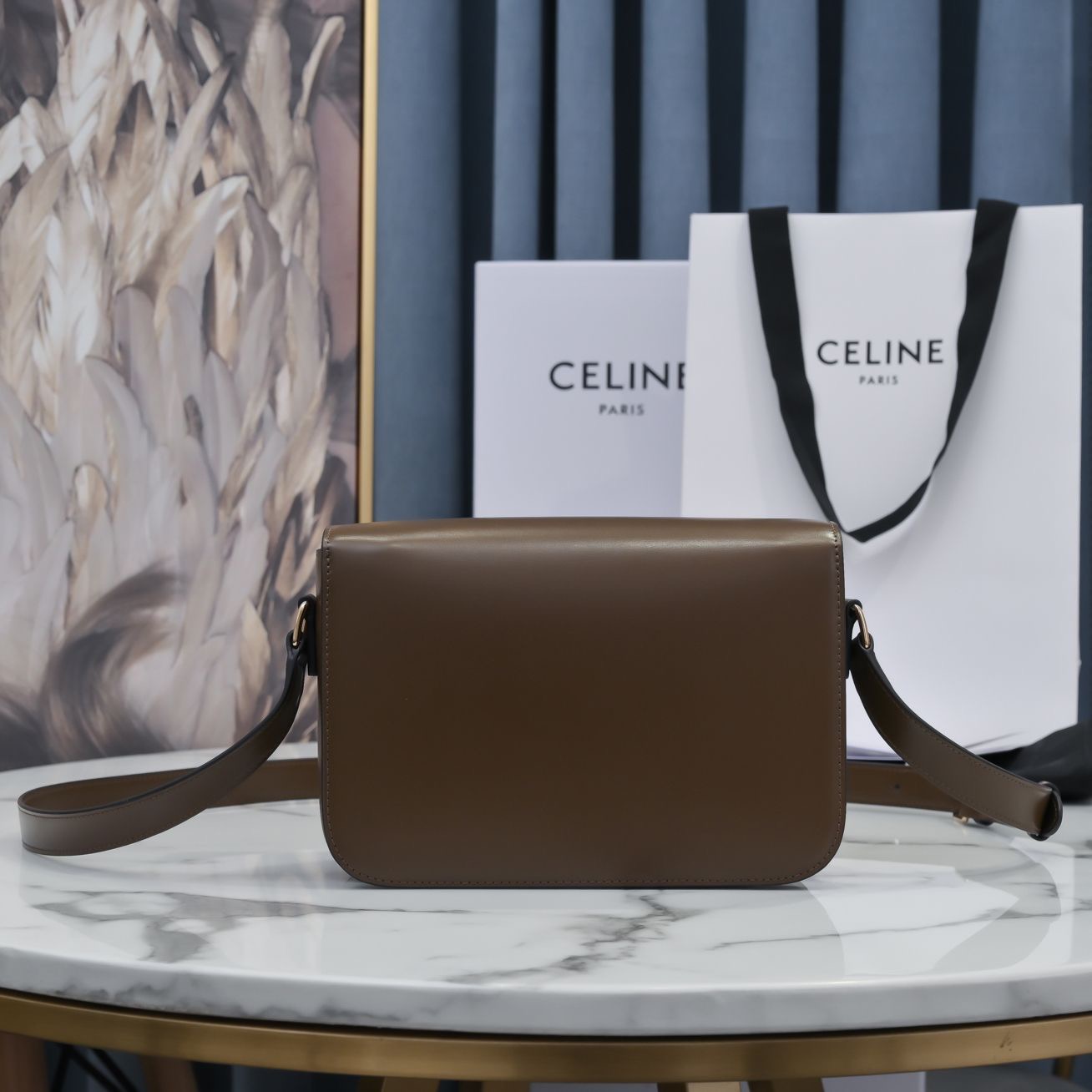 Celine Arc de Triomphe Shoulder Bag in Dark Brown Sheepskin - Image 3