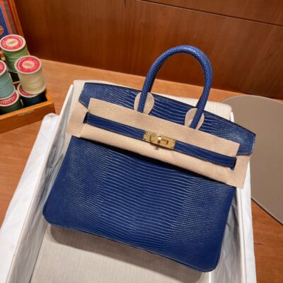 Birkin 25 Lizard Sapphire Blue