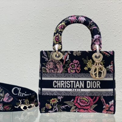 Lady D-Lite Bag with Jardin Botanique Embroidery