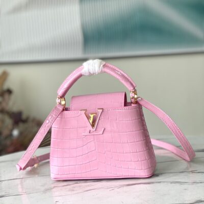Louis Vuitton Capucines Mini Handbag in Pink Crocodile
