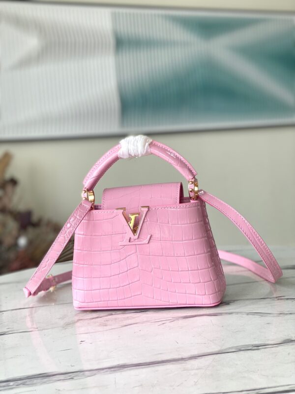 Louis Vuitton Capucines Mini Handbag in Pink Crocodile