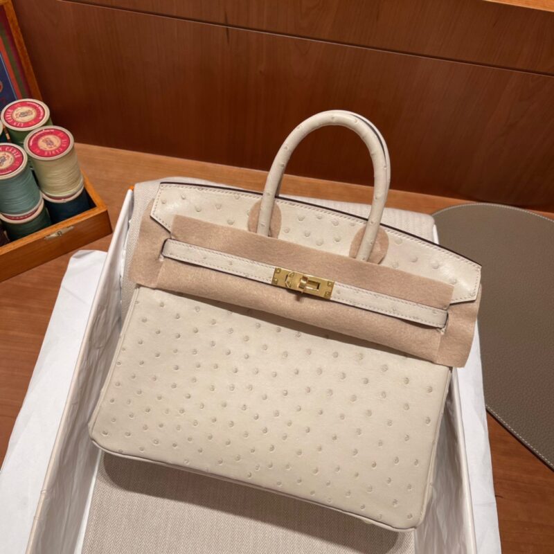 Birkin 25 Ostrich Wool White