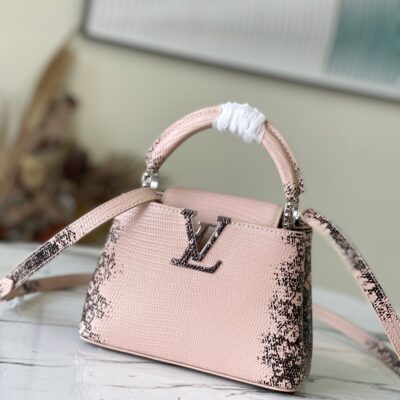 Louis Vuitton Capucines Mini Handbag in Khaki Lizard