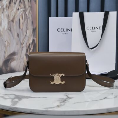 Celine Arc de Triomphe Shoulder Bag in Dark Brown Sheepskin