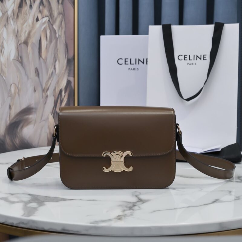 Celine Arc de Triomphe Shoulder Bag in Dark Brown Sheepskin