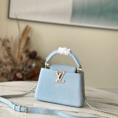 Louis Vuitton Capucines Mini Handbag in Light Blue