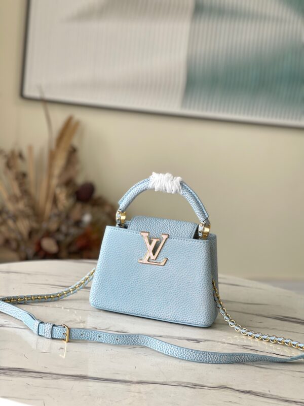 Louis Vuitton Capucines Mini Handbag in Light Blue