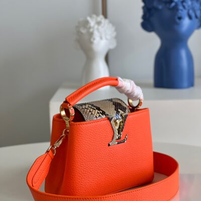 Louis Vuitton Capucines Mini Handbag in Orange&Snake