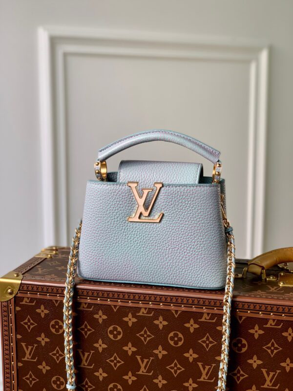 Louis Vuitton Capucines Mini Handbag in Pearlescent Blue