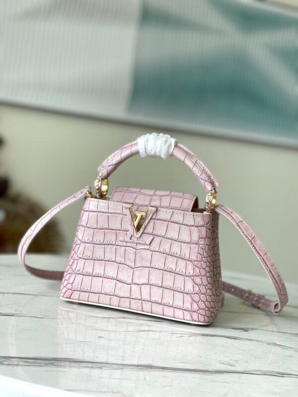 Louis Vuitton Capucines Mini Handbag in Pink Crocodile Pattern
