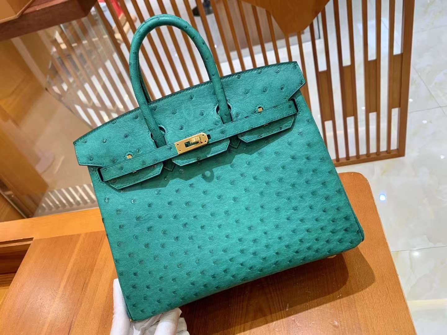fb638e_c48a414a32d942e8907468b4efb905f7mv2.jpg Birkin 25 Ostrich Lake Green - Image 1
