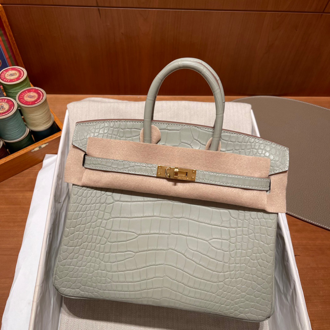 fb638e_c65535f2c3e44e81b4e30cd467f6574cmv2.jpg Birkin 25 Matte Alligator Gris Perle - Image 1