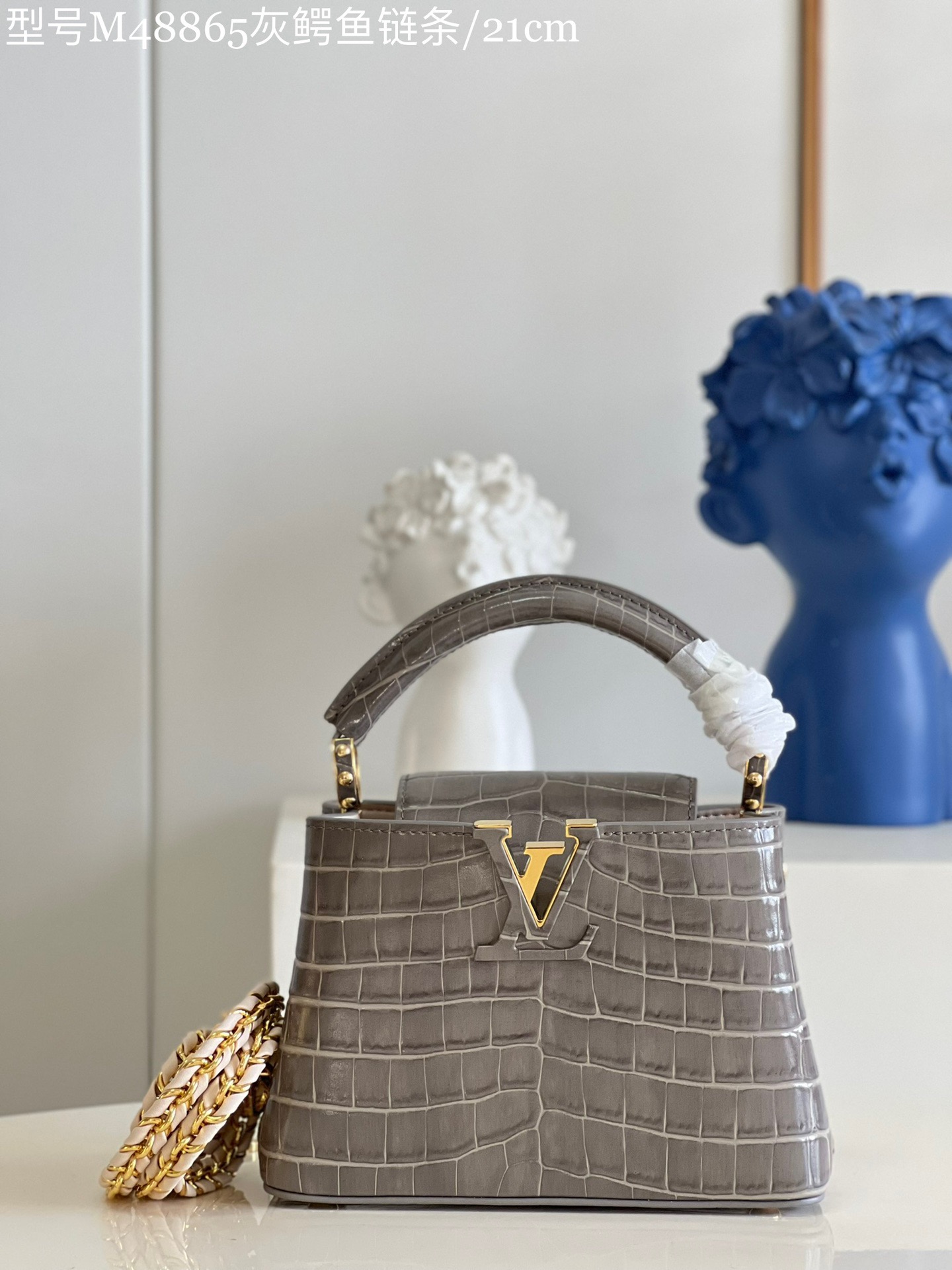 Louis Vuitton Capucines Mini Handbag in Gray Crocodile - Image 3