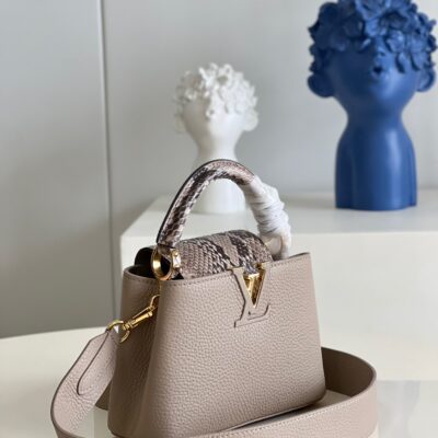 Louis Vuitton Capucines Mini Handbag in Light Coffee&Snake