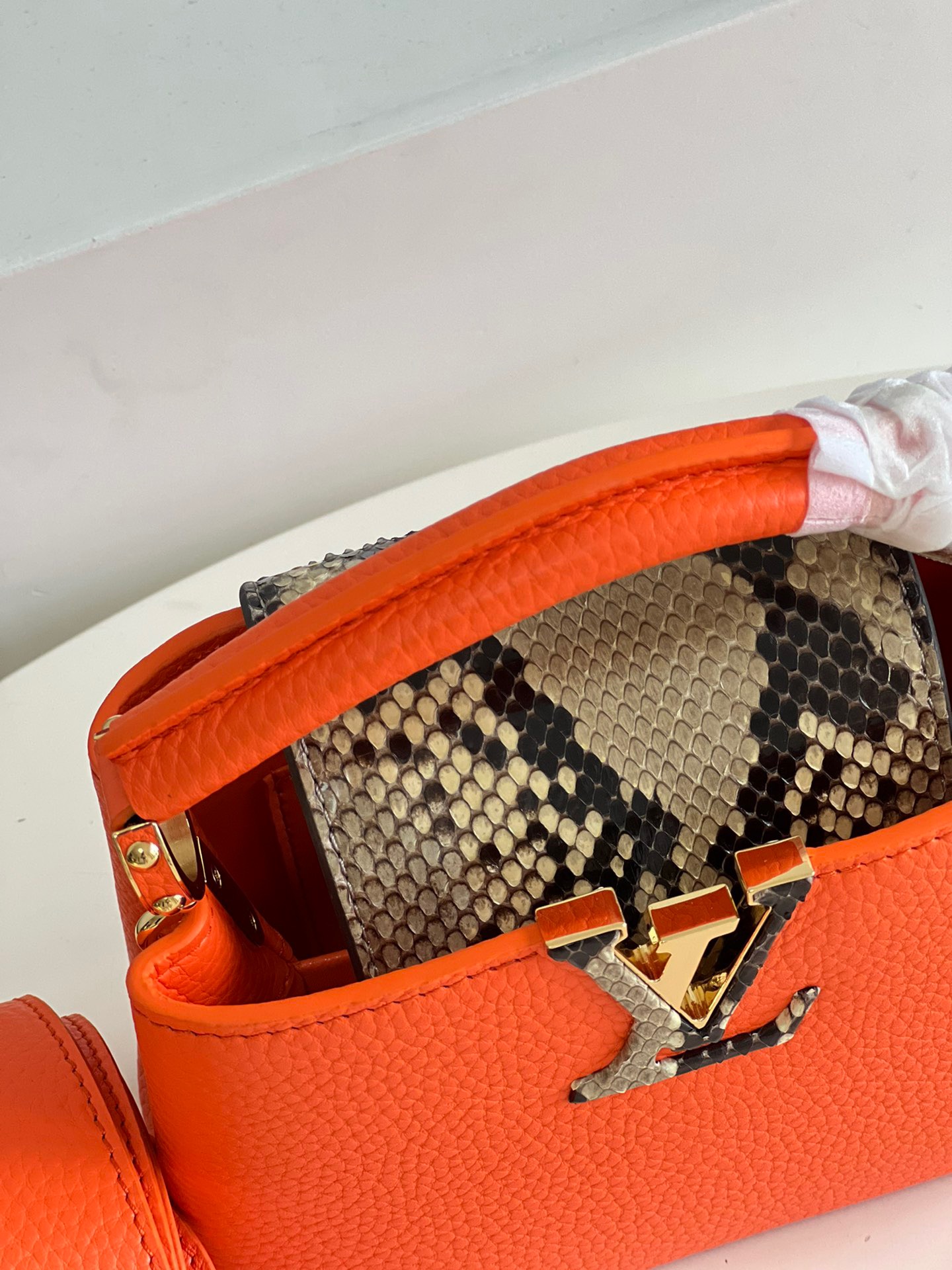 Louis Vuitton Capucines Mini Handbag in Orange&Snake - Image 7