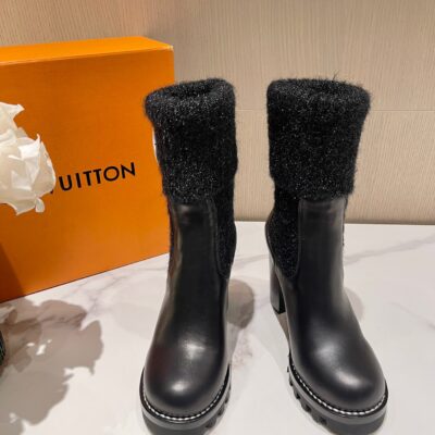 Louis Vuitton Black High Heel Ankle Boots