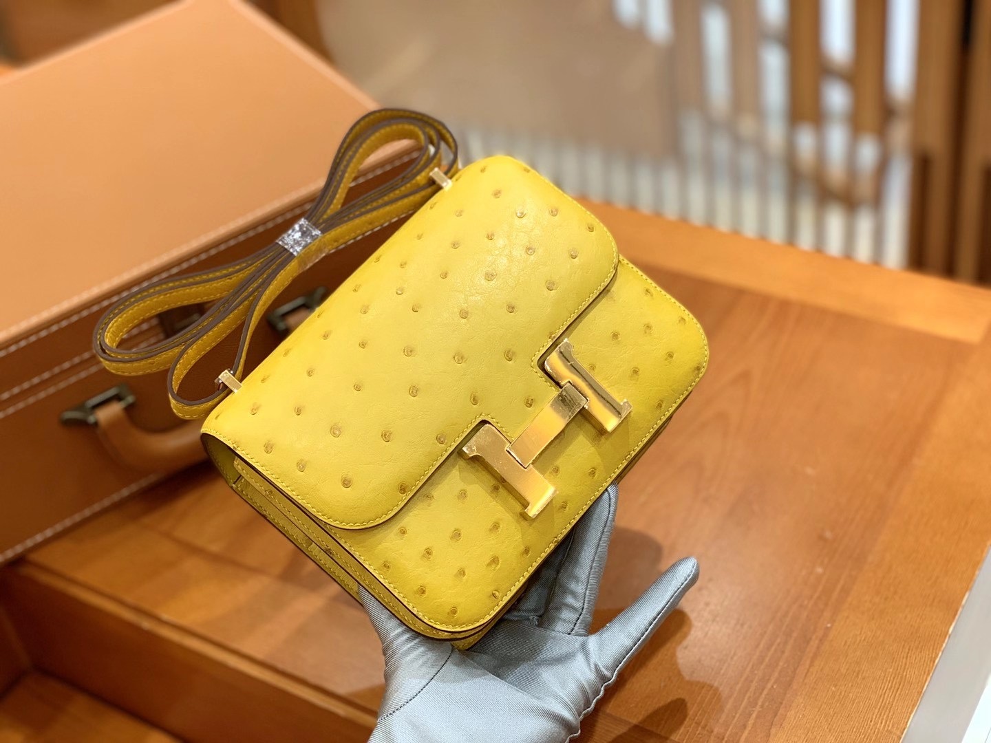 fb638e_d101d33fa0d24f5c94ff79e62cfbbffdmv2.jpg Constance 18 Ostrich Naples Yellow - Image 1