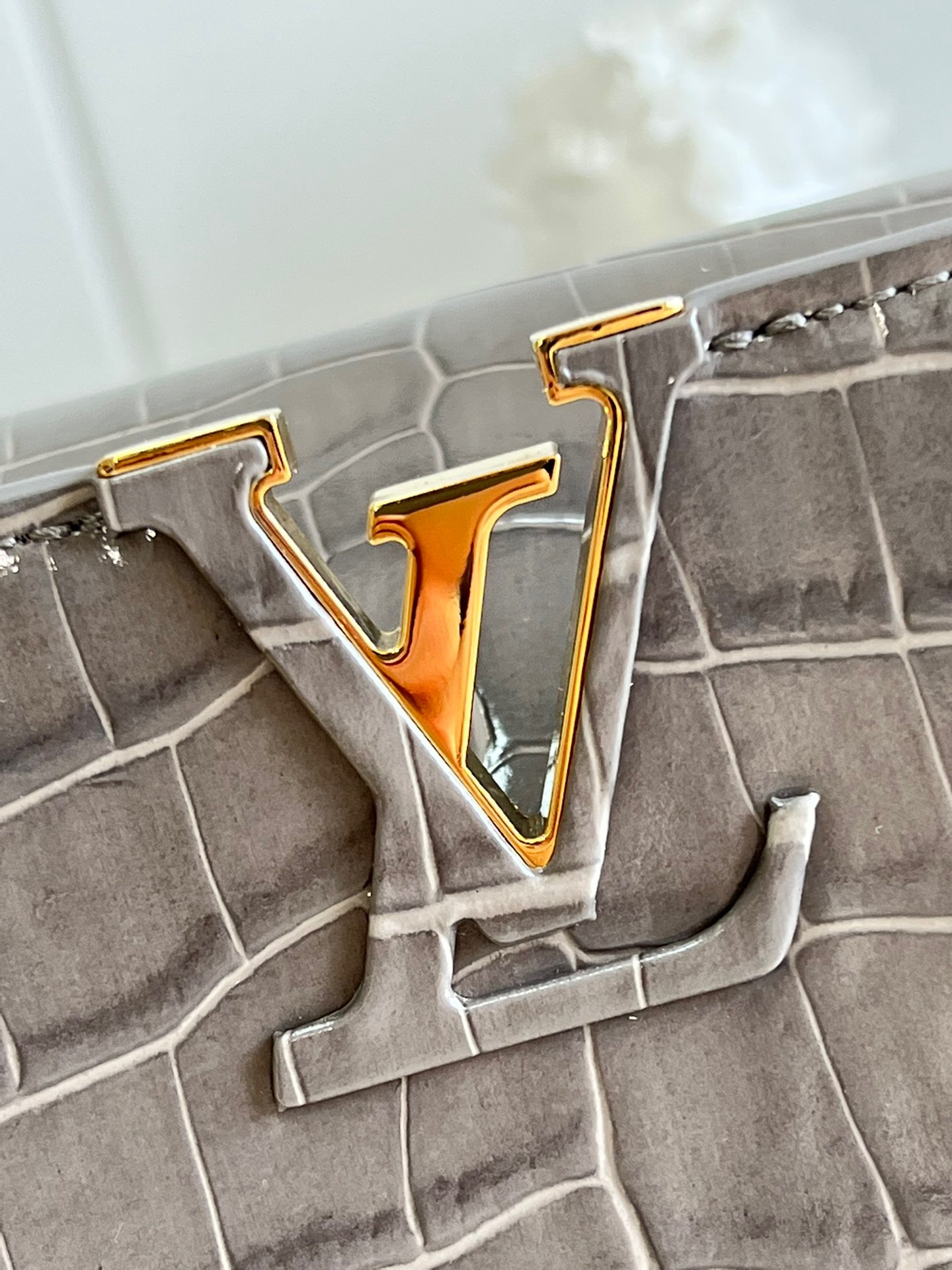 Louis Vuitton Capucines BB Small Handbag in Gray Crocodile - Image 7