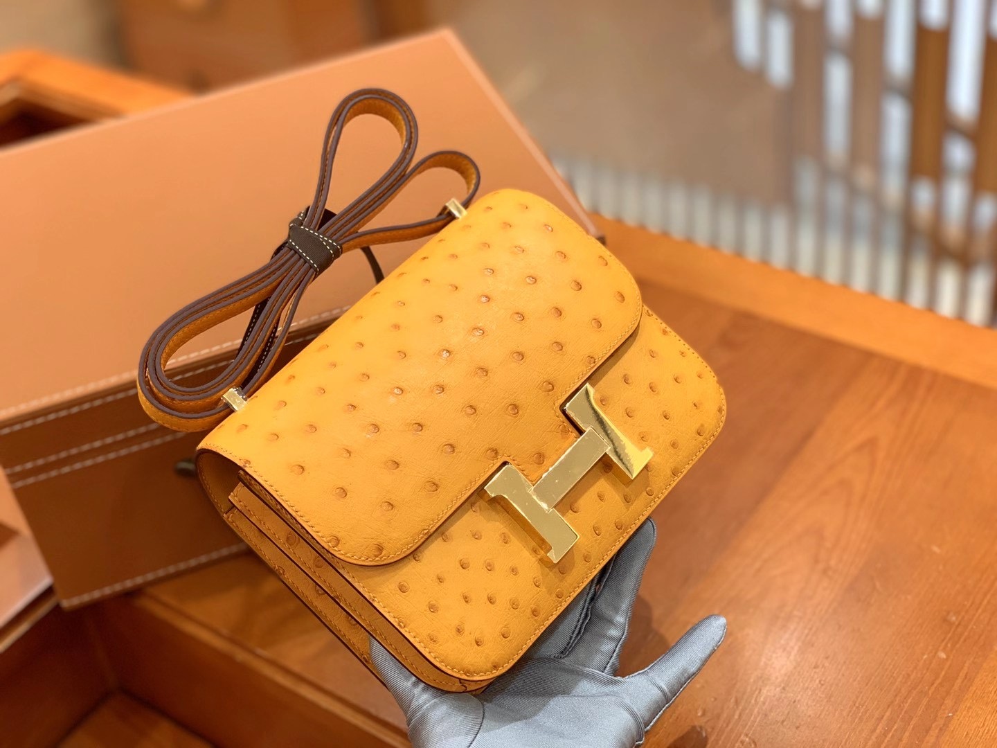 fb638e_d4ea1aabf338400cacf5526fb655c26bmv2.jpg Constance 18 Ostrich Amber Yellow - Image 1