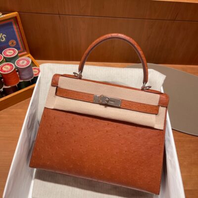 Kelly 28 Ostrich Bronze