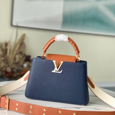Louis Vuitton Capucines BB Small Handbag in Dark Blue&Brown