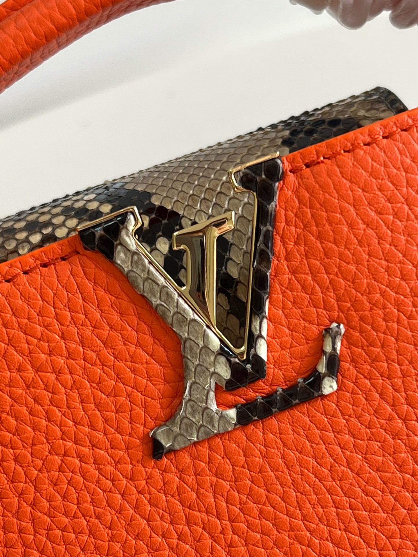Louis Vuitton Capucines Mini Handbag in Orange&Snake - Image 6