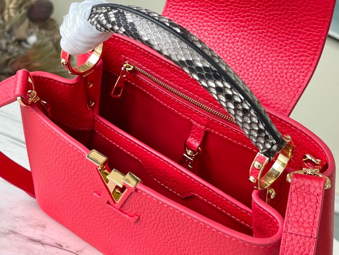 Louis Vuitton Capucines Mini Handbag in Red - Image 9