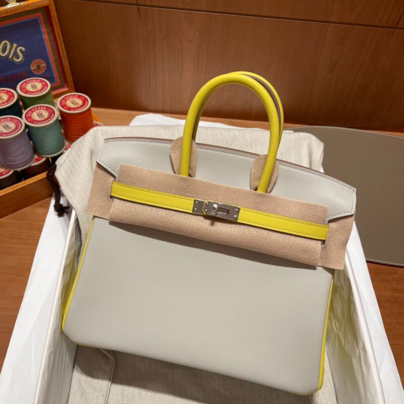 Birkin So 25 Swift Gris Perle&Lime