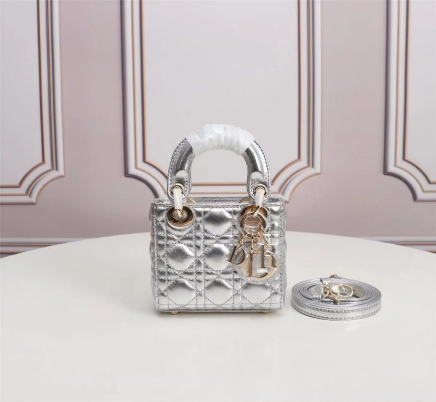 Mini Lady Dior Bag in Silver
