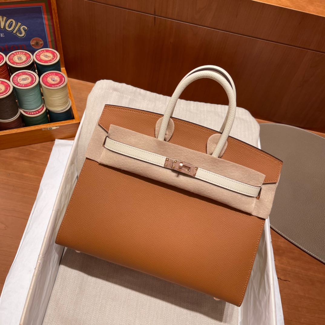 fb638e_dce64fe3e9434ab895741ad90c5ccd3emv2.jpg Birkin Sellier 25 Epsom Golden Brown&White - Image 1