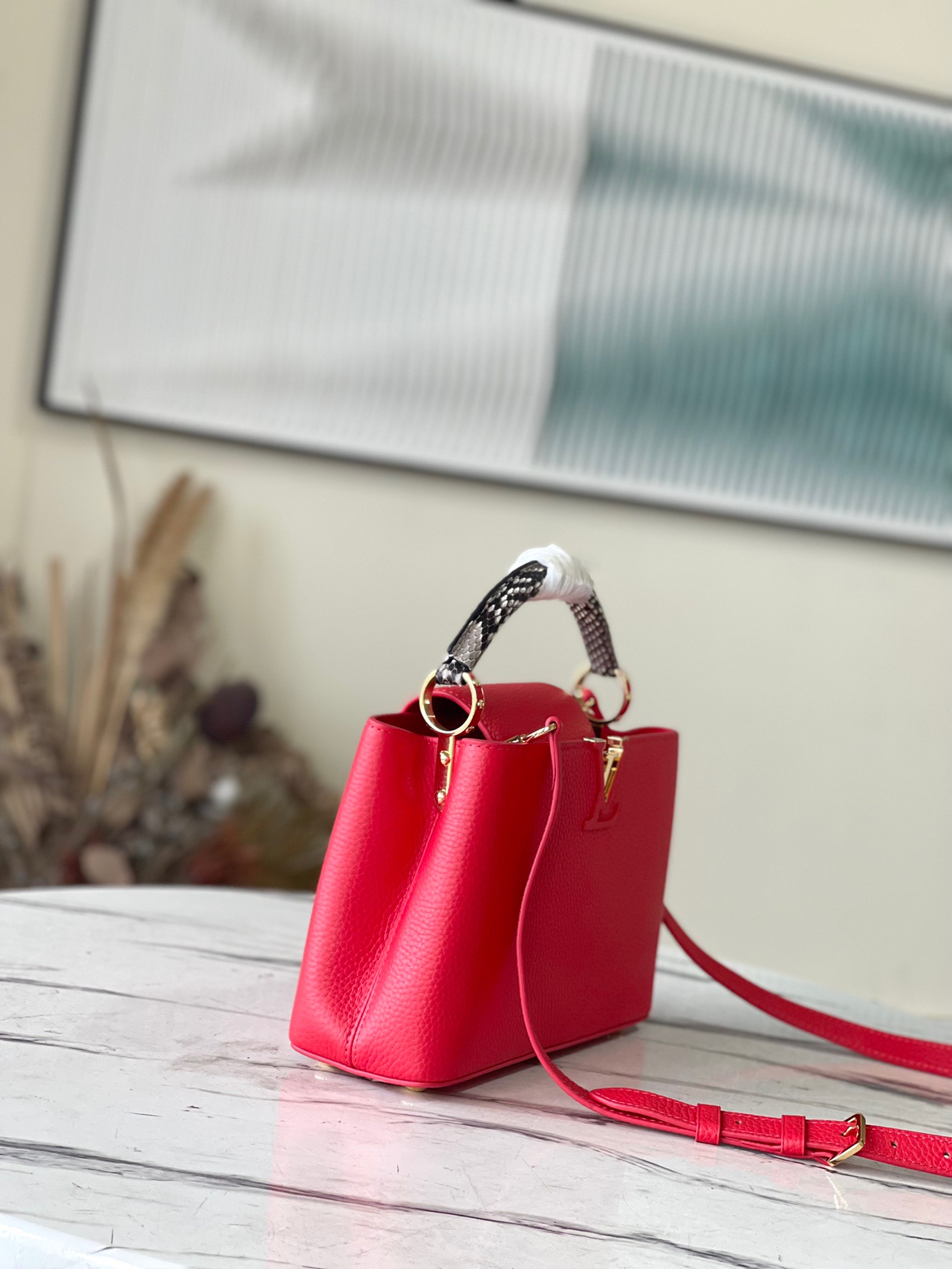 Louis Vuitton Capucines Mini Handbag in Red - Image 4