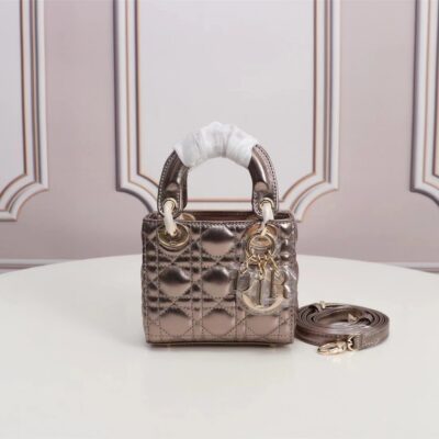 Mini Lady Dior Bag in Ancient Gold