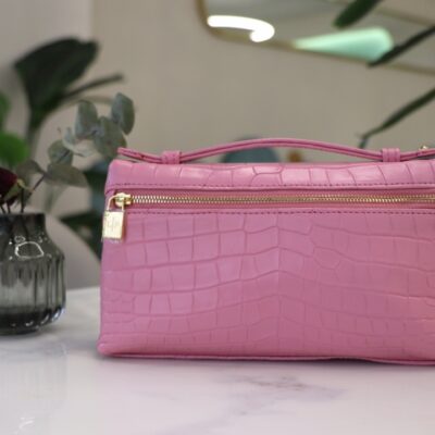 Loro Piana Opera Mauve L19 Pouch in Crocodile Pattern