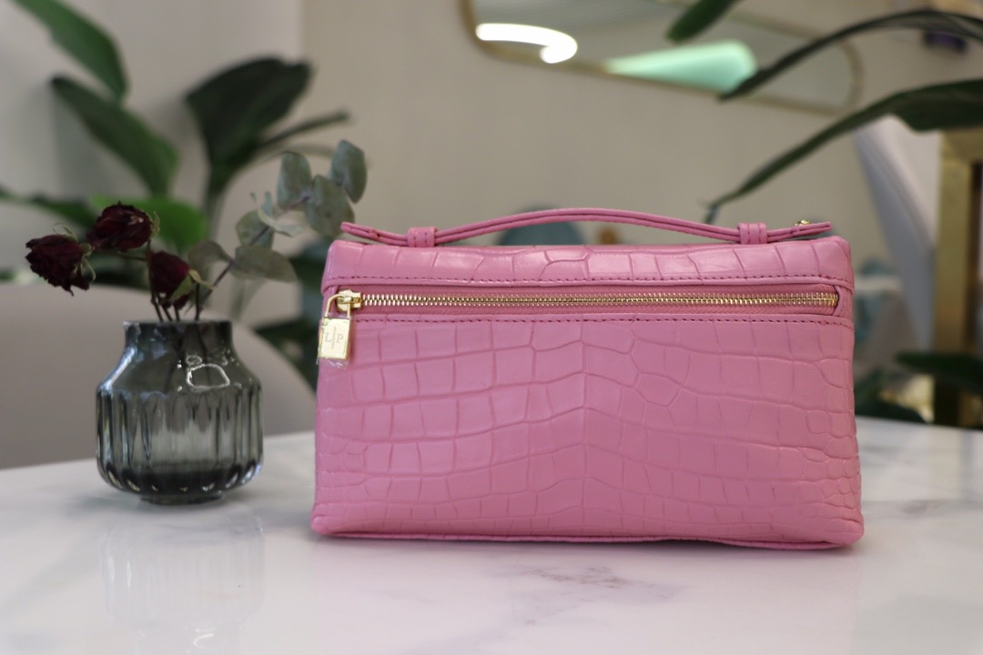 Loro Piana Opera Mauve L19 Pouch in Crocodile Pattern