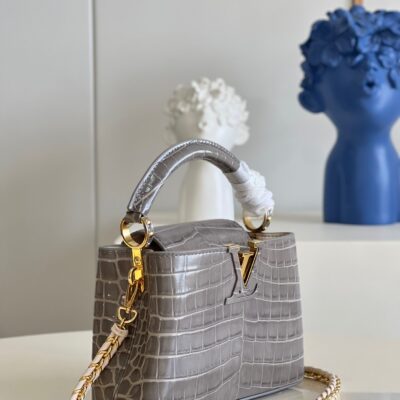 Louis Vuitton Capucines Mini Handbag in Gray Crocodile