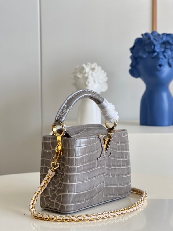 Louis Vuitton Capucines Mini Handbag in Gray Crocodile