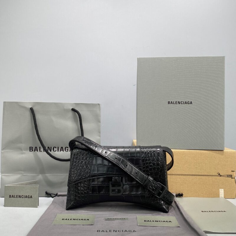 Balenciaga Downtown 25.5 Crocodile Black